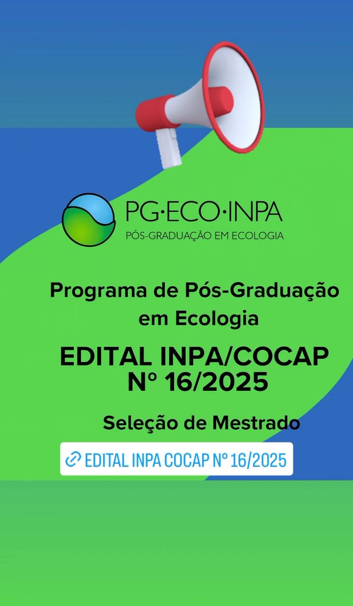Romildo_Valente's tweet image. O melhor programa de Ecologia do Brasil está com as inscrições abertas- Nível mestrado/INPA/MANAUS

EDITAL INPA/COCAP No 16/2025
Período de inscrição: 

07 de outubro a 07 de novembro de 2025.
antigo.inpa.gov.br/arquivos/porta…

#Manaus 
#inpa 
#mestrado 
#seleção 
#ecologia 
#amazonia