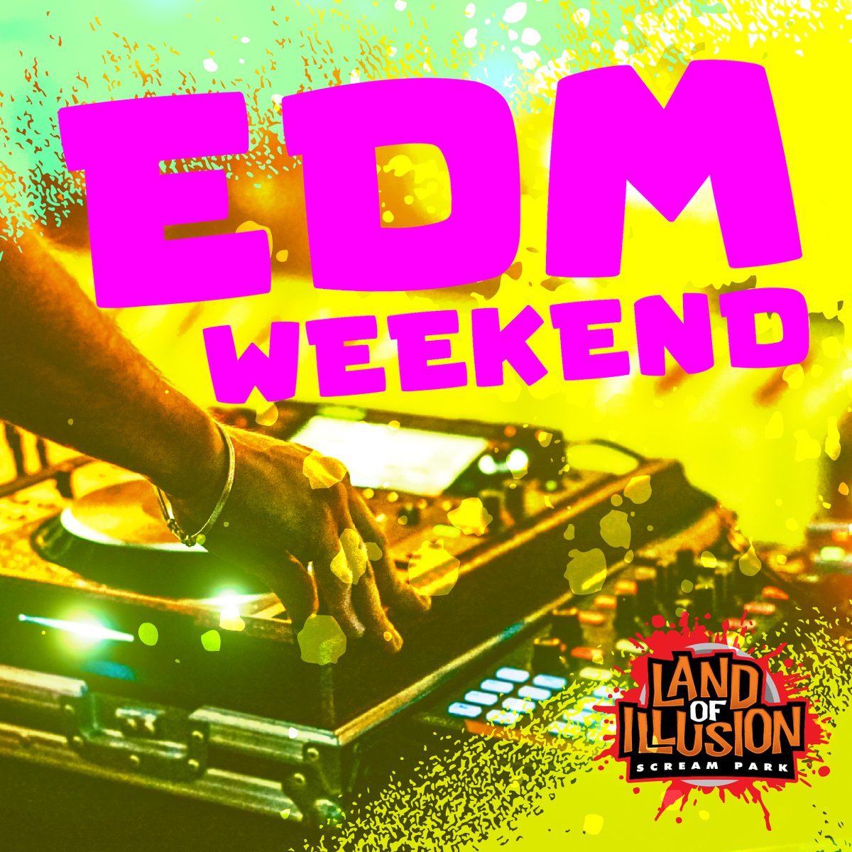 🎶 The 6th Annual EDM Weekend is HERE at Land of Illusion Haunted Scream Park! 💀🎧

Get ready for insane laser shows 🌈, killer beats 🔥, and non-stop energy from the nation’s #1 Haunted Scream Park!
⚡ 6 award-winning haunts
⚡ Full bar + food court
⚡ Live DJs all night

Grab