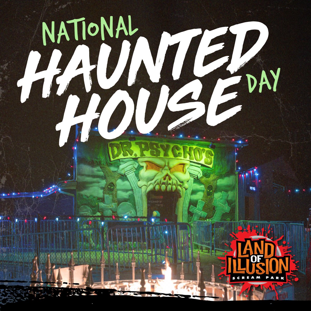 🎃 It’s National Haunted House Day! 👻

Celebrate it the right way — at Land of Illusion Haunted Scream Park, America’s #1 rated scream park! 🏆
💀 5 award-winning haunted attractions
🌲 24-time Best Haunted Trail in Ohio
🍔 Full food court + 🍺 full bar
🔥 Endless live