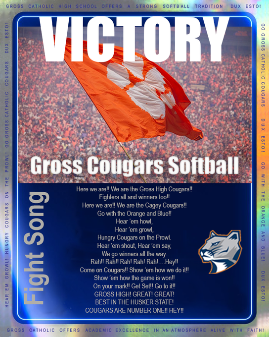 GrossCatholicSB's tweet photo. Cougars advance with a 9-2 W! Next game vs top seed Blair at 4:15
Highlights:
Sofia Gomez 2/3 3RBI 1RS 1 BB in her return from injury! @Lauren_Kosse 2/4 3 RBI on 3-run💣
Hits: @JB_Braun9, Kennedi Ciaccio, Amelia Sheard, Lucy Linder, Maggie Earnest 
@LexiSkradski WP 8Ks over 7IP https://t.co/HIKR6gMaCd