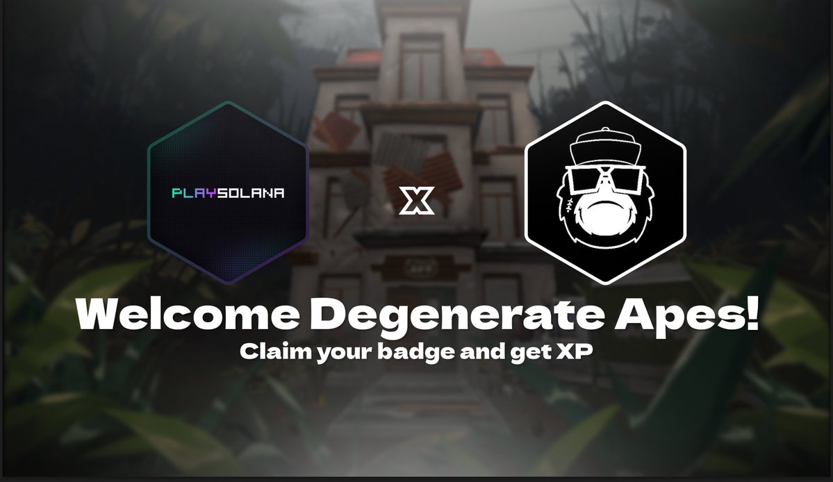 Congrats to all <a href="/DegenApeAcademy/">Degenerate Ape Academy</a> NFT holders.  

You can now claim your Badge to start earning XP and secure your spot in the $PLAY airdrop.