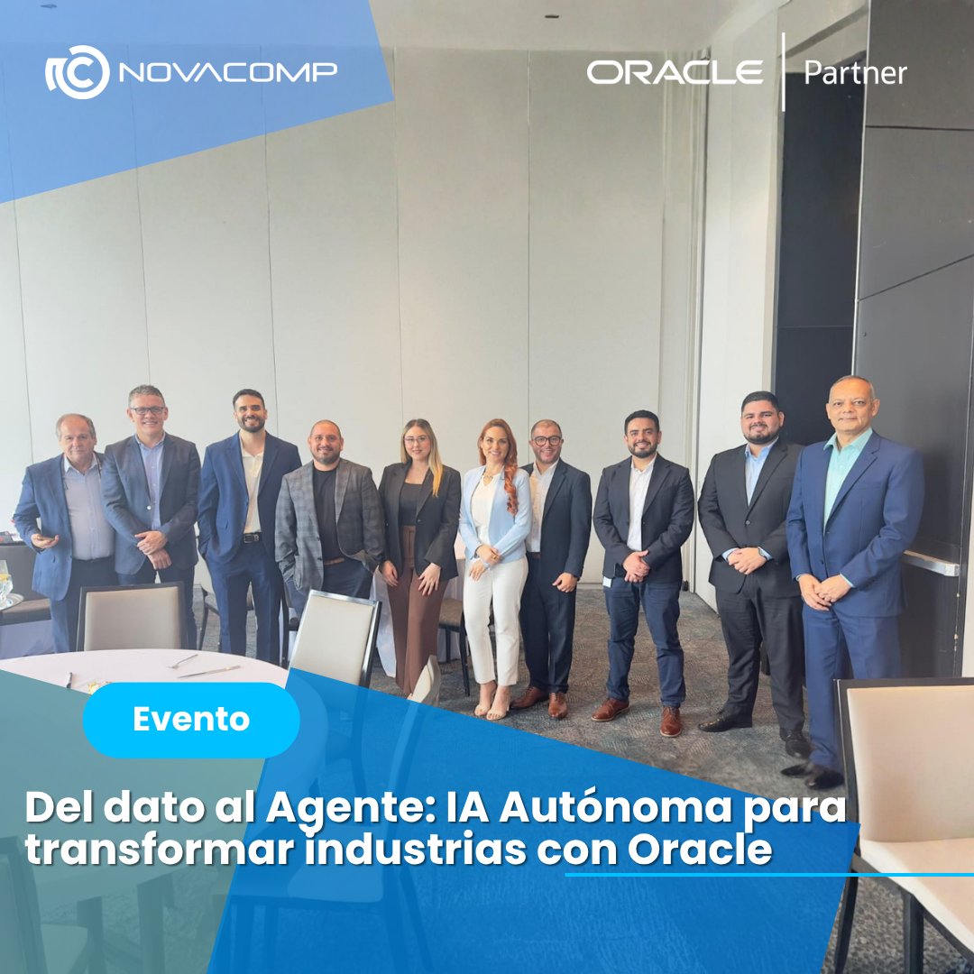 Novacomp's tweet image. 🚀 Ayer vivimos nuestro primer evento híbrido en 🇨🇷: “Del dato al agente: IA Autónoma con Oracle”. Con Oracle y Novacomp exploramos el futuro de la IA con OCI, Select AI, Vision y más.
¡Gracias por acompañarnos!
#OracleAI #Novacomp #IAAutónoma #CostaRica