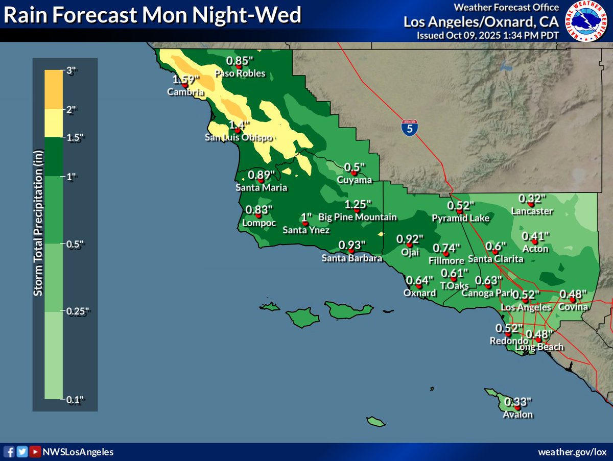 For next week, models still indicate wide range of solutions, leading to low confidence in amounts. Here's our current forecast, but amounts could be higher or lower than these numbers.

There's potential for significant impacts for #SoCal.

Stay tuned for further details. #CAwx