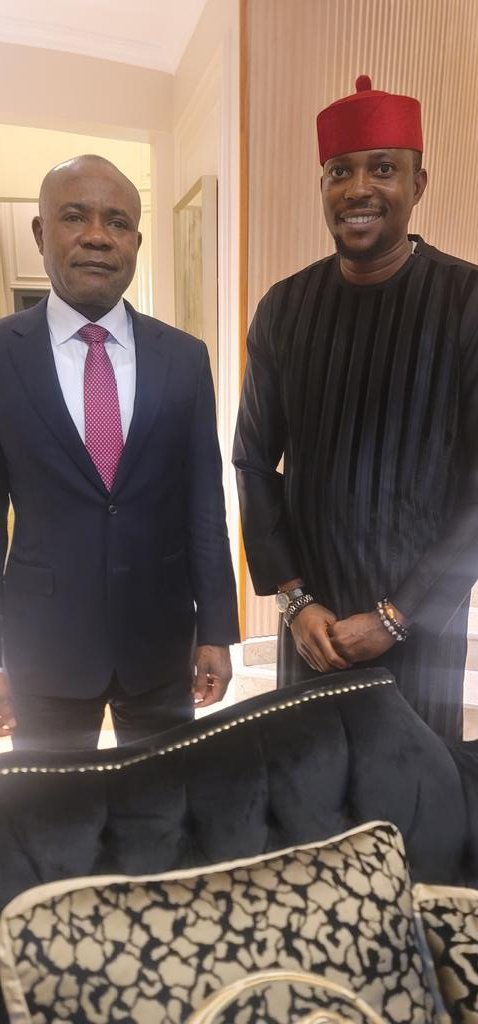 OfficialPigo's tweet photo. This night, i paid a visit to Enugu state Governor His Excellency Governor Peter Mbah to thank him for finding my Boss Dr Ben Nwoye worthy to work with Him. https://t.co/4V8h1N1b9i