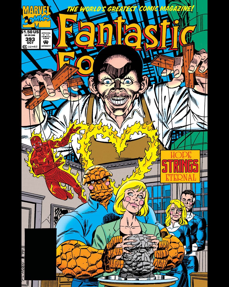 Fantastic Four #393 cover dated October 1994.

Fantastic Four no more! After the stunning events of the battle with the Dark Raider, the team can't handle the tension...and disbands! The story retold by a man that bore witness to it all...Scott Lang, Ant-Man! Plus, a solo
