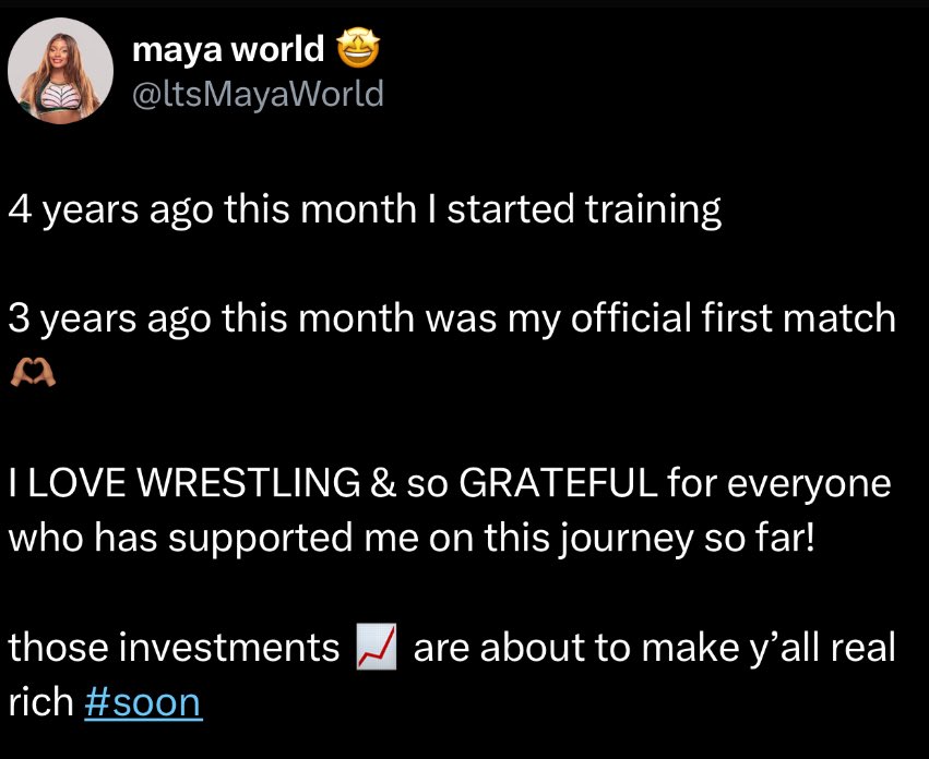 daftymoxley's tweet image. the two wrestlers i need signed to a major company by this time next month are maya world and brittnie brooks. preferably in the same company so i can see them wrestle