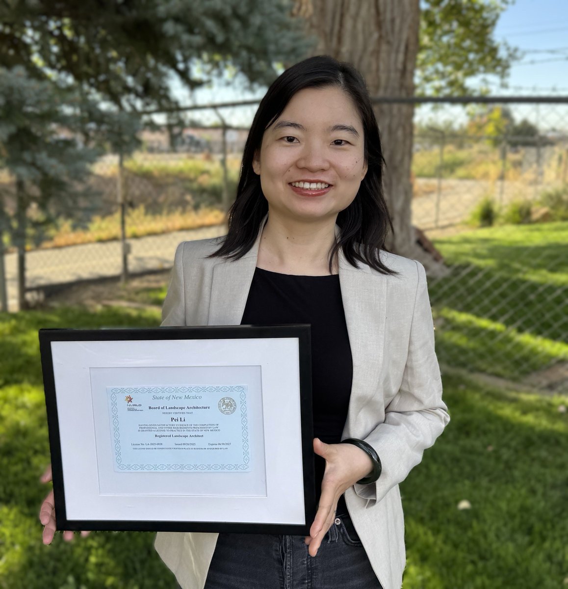 More congratulations! We're so proud to announce that designer Pei Li has passed all four sections of the L.A.R.E. exam and is now officially a Registered Landscape Architect in the state of New Mexico! Pei has been a valued member of the design team for over five years.