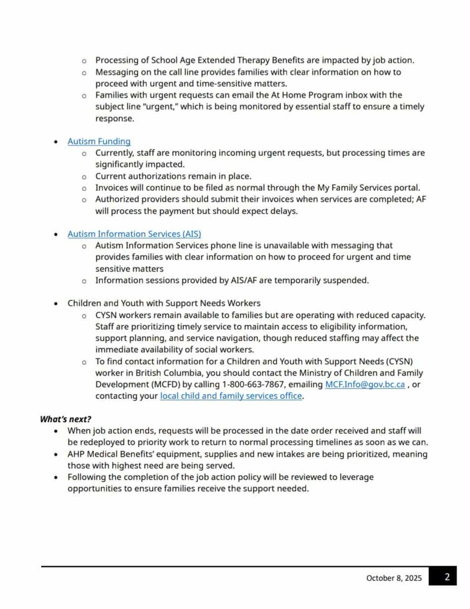autismsupportbc's tweet image. Updated guidance from MCFD regarding Autism Funding and At Home Program. 

#bced #bcpoli #MedicalComplexity #Autism #mentalhealth #fyp #Disability #DisabilityRights  #ParentsHelpingParents #Caregiver #UnlockPotential #ScienceMatters #therapy #aba #ot #slp #sensory #PlayLearning