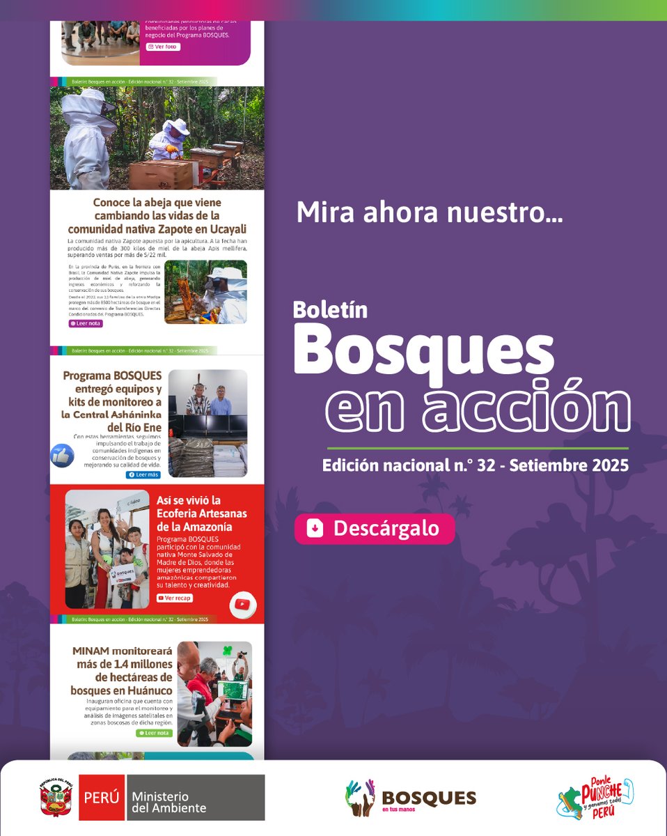 ProgramaBosques's tweet image. 🌳 ¡Ya puedes leer el nuevo Boletín Bosques en Acción!
📩 Descárgalo aquí: gob.pe/institucion/bo…
🔔 Suscríbete y recibe cada edición en tu correo: docs.google.com/forms/d/e/1FAI…
#BosquesEnAccion #ProgramaBosques #15AñosPorLosBosques