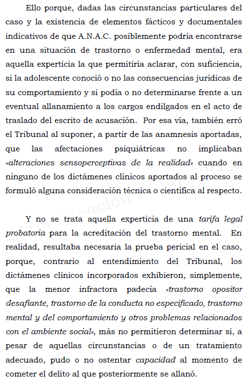 Corte S. Rad. 65179/25. Nulidad desde el momento de aceptación de cargos.

Menor presentaba problemas psiquiátricos no corroborados por las instancias, lo que conllevó a validar la aceptación de cargos.

"Y no se trata aquella experticia de una tarifa legal probatoria para la