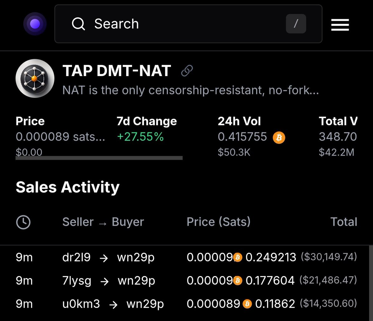 I have $NAT seen buys like these since $ordi

 just before it got listed on big cexes