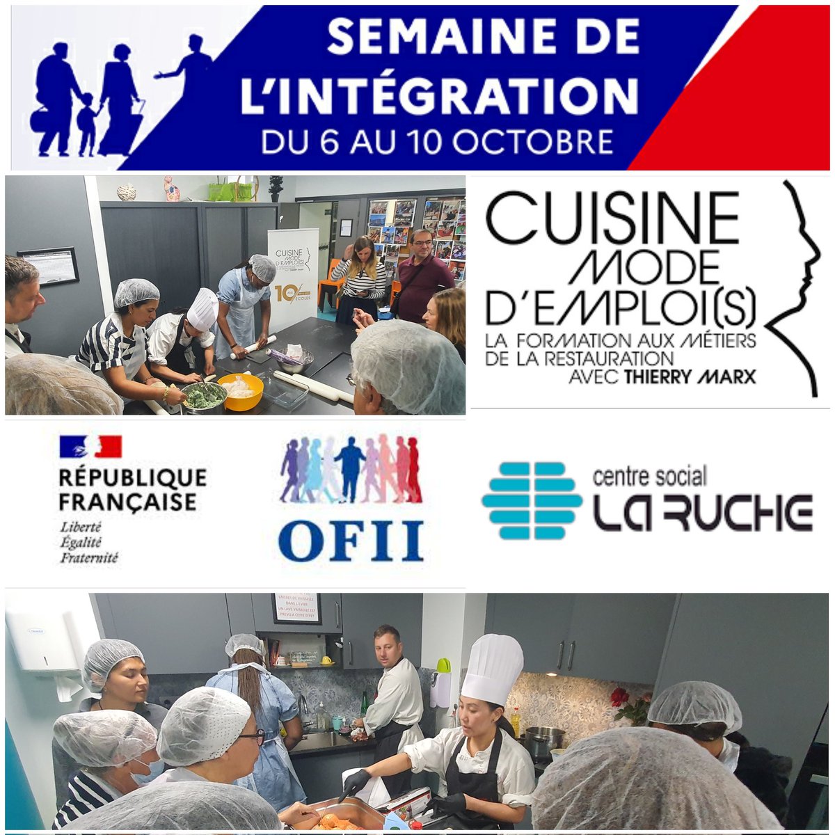 #SemaineIntegration
Pour la 5e édition, centre social La Ruche, <a href="/CuisineMEmplois/">CuisineModeDemplois</a> et <a href="/OFII_Nice/">OFII NICE</a> ont organisé 1 atelier cuisine animé par 1 réfugiée tibétaine signataire du Contrat d'Intégration Républicaine formée par l'école de Thierry MARX.
Convivialité et
Succès au RDV !