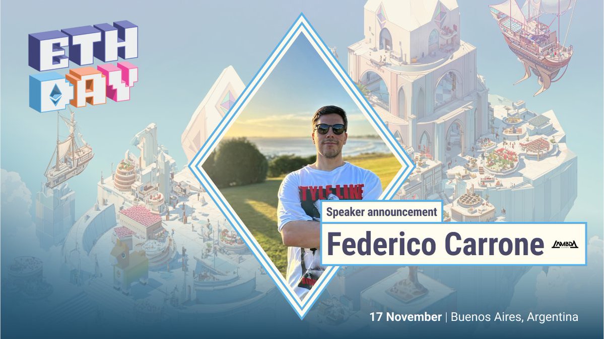 EFDevcon's tweet image. Excited to have @fede_intern join us at Ethereum Day!
🗓 Nov 17
📍 La Rural, Buenos Aires
Working across @class_lambda, @fuzzinglabs, @PolFinance_ and @alignedlayer, he’s building at the frontier of ZK tech, standing up for values that keep Ethereum open and permissionless.