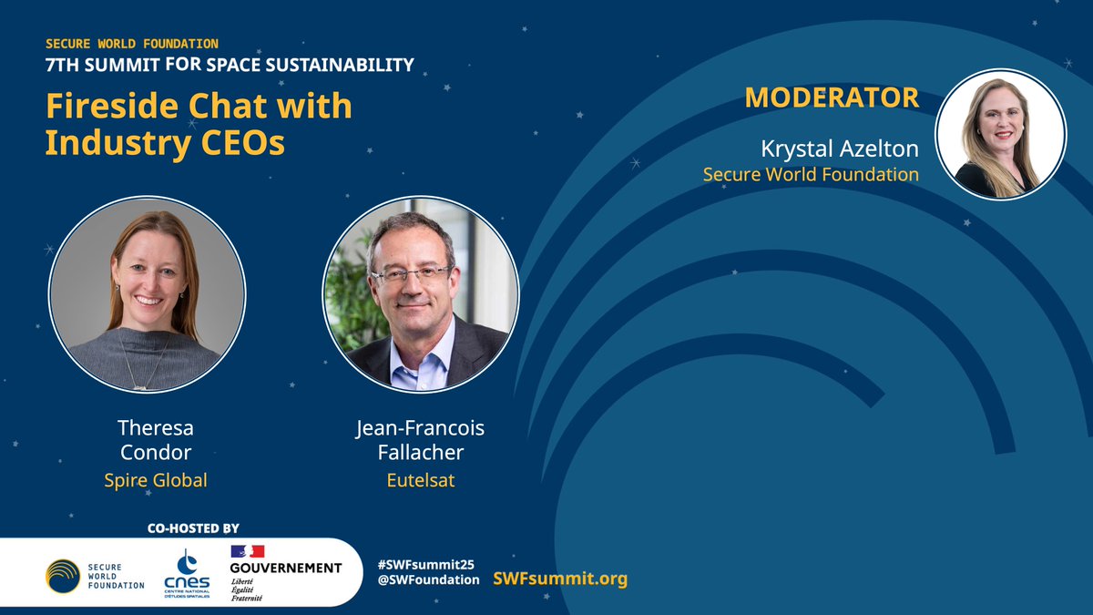 SWFoundation's tweet photo. 13 days! The #SWFsummit25, co-hosted w/ @CNES, and@DGEntreprises, is a high-level, multi-day international forum focused on advancing solutions for the long-term sustainability of space activities.
Agenda: https://t.co/Hrf99RvUH9
Register: https://t.co/V9nvXrTnqL https://t.co/rTslwN2n3Q