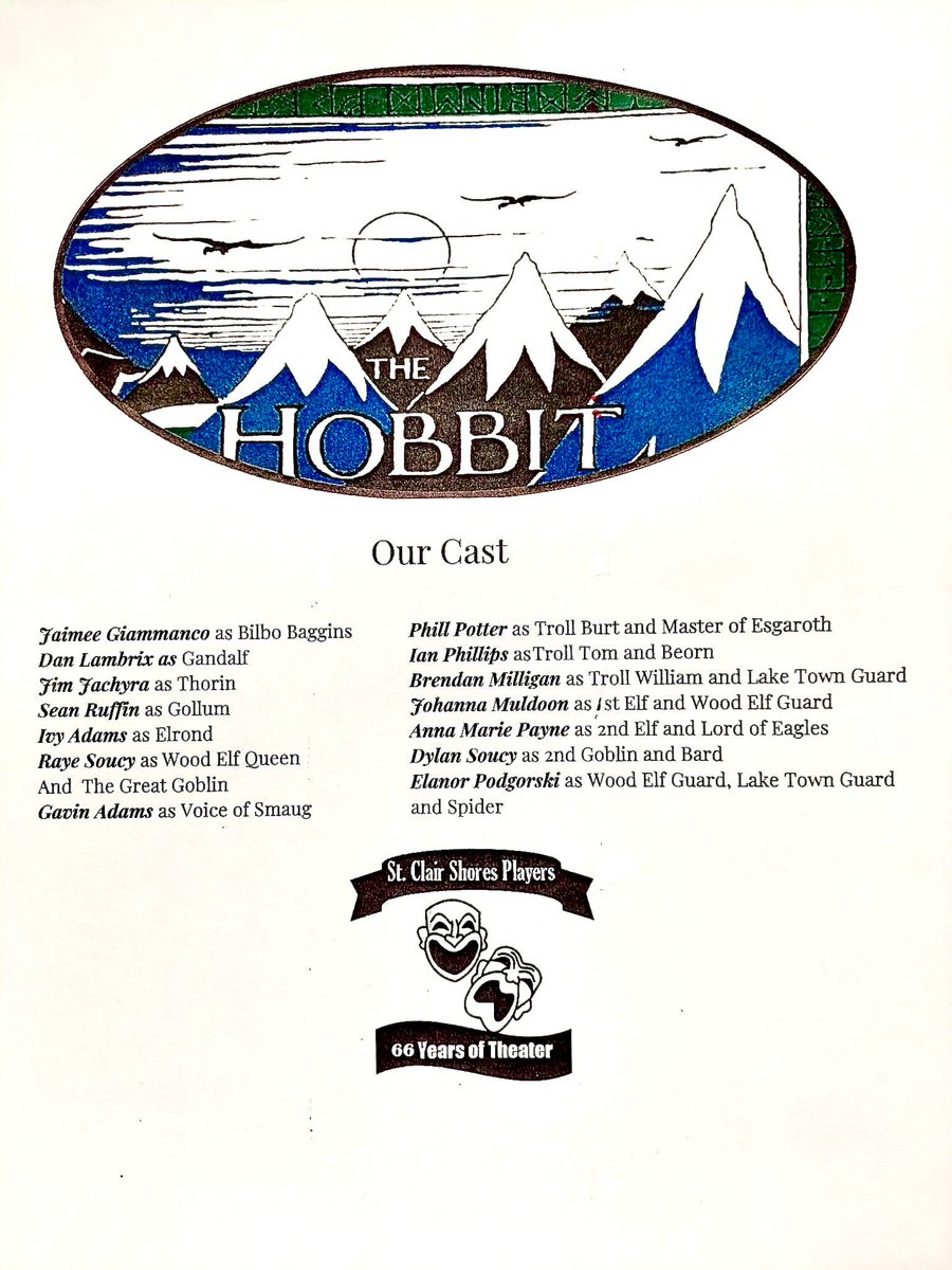 SCSPlayers's tweet photo. Cast list for The Hobbit… https://t.co/XXQHN040LB