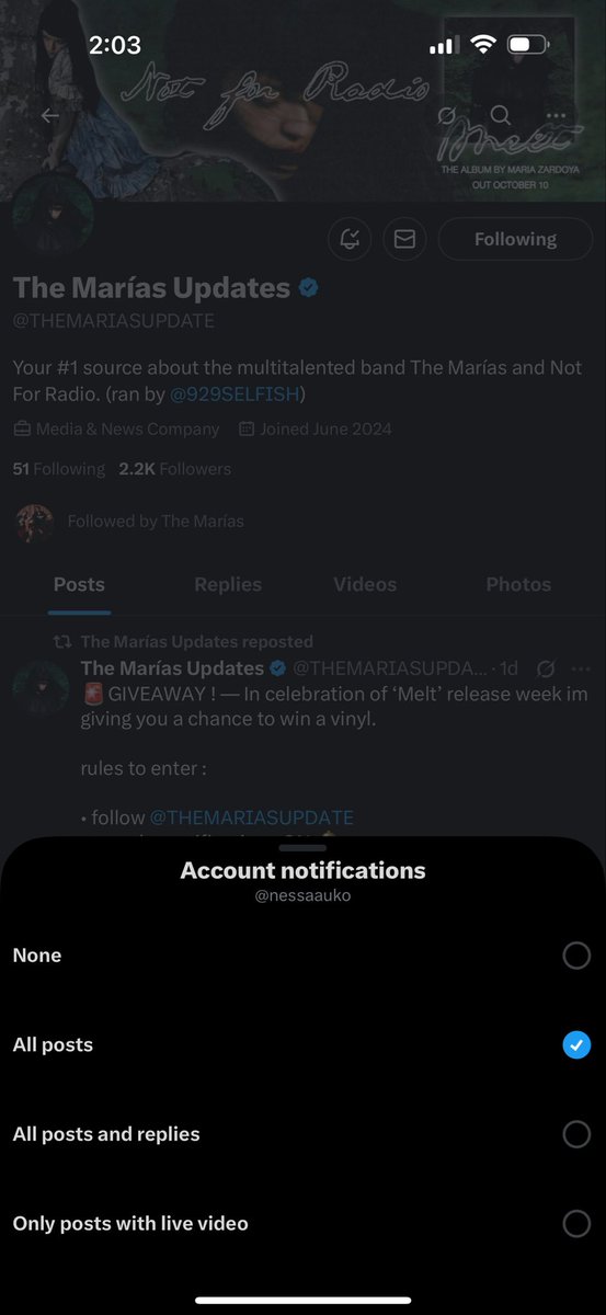 nessaauko's tweet photo. @THEMARIASUPDATE 🫶🏼🫶🏼 this album will be my entire personality, inject it lol https://t.co/Ewel2oE2mL