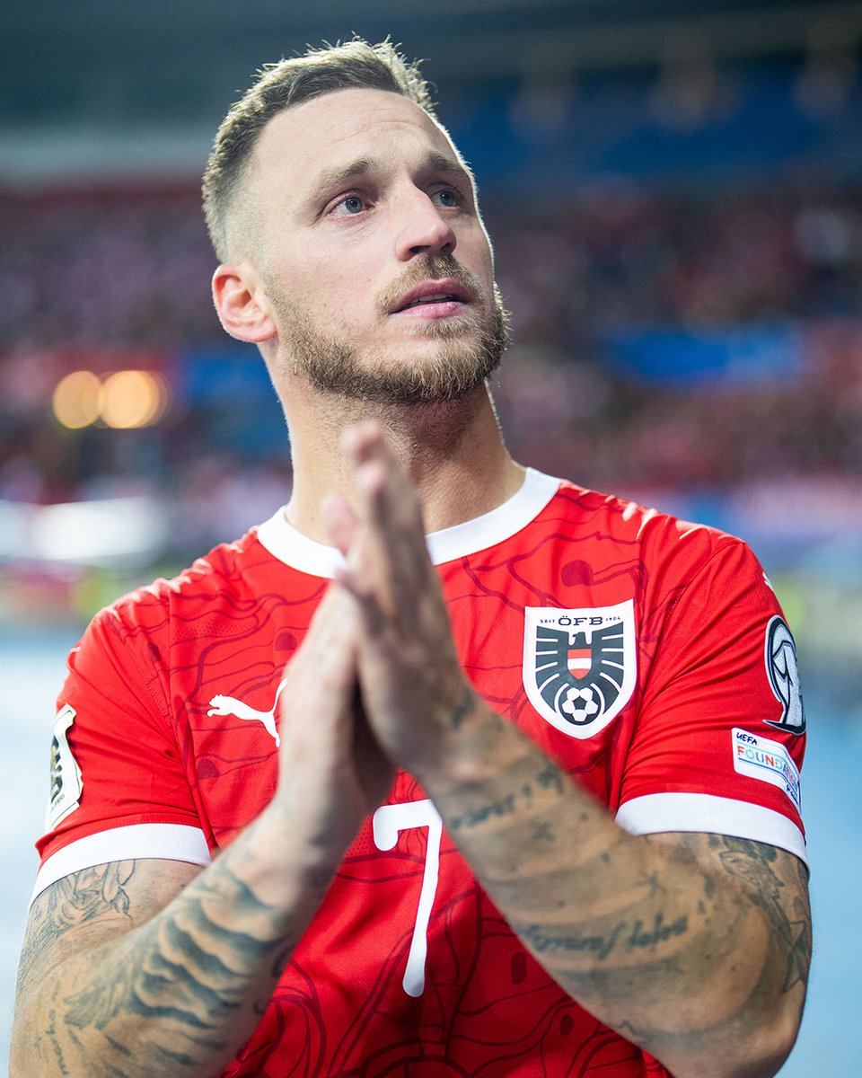 UEFAEURO's tweet photo. Marko Arnautović is now Austria's all-time record goalscorer with 45 🇦🇹

Record-breaker 🥹

#WCQ | @oefb1904 https://t.co/UDj3jbStmX