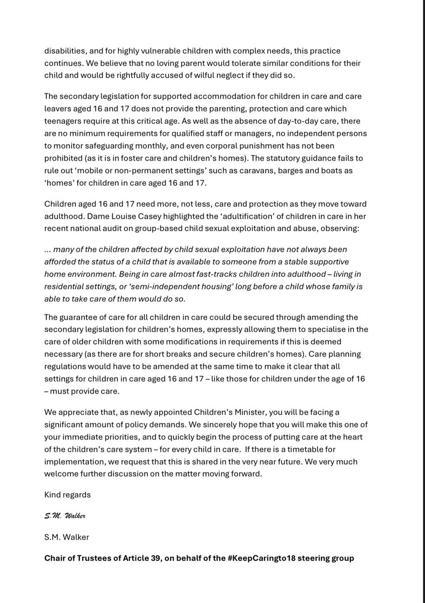 If a child born on or before 9th October 2009 had to go into care tonight, under current legislation, they may end up in a hostel, caravan, or even a barge by themselves - with no day-to-day care at all. If any parent abandoned their own child in this way, they may be accused of