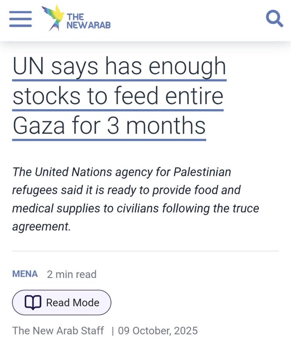 The UN admits it’s been intentionally withholding food from Gaza.

Read that again.