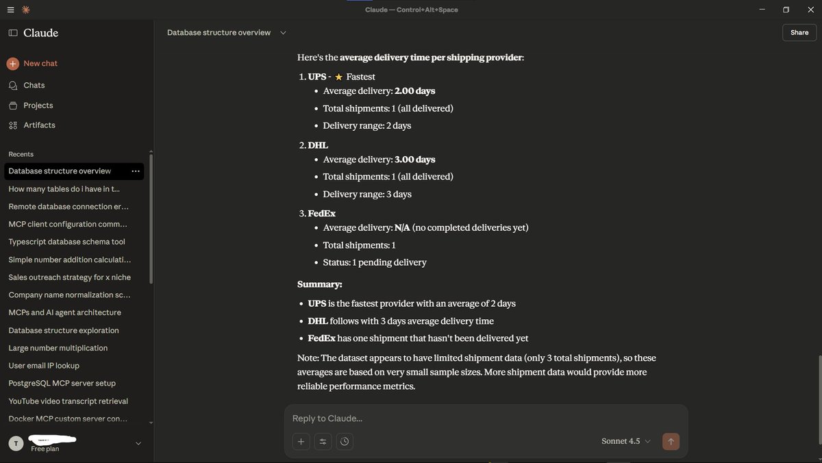 _techafresh's tweet image. Built a MCP Server that allows you talk with your database (SQL) using natural language

Tested it with dummy data and the result was pretty good 

Database hosted on Railway 

MCP server written in Typescript 😔and deployed on Cloudflare

Link to the repo in the comments 🙃