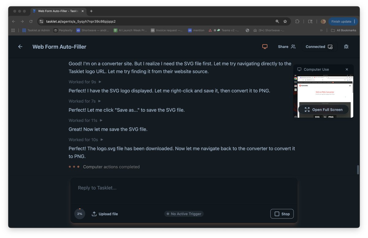 I literally have @taskletai filling out this launch form for me using computer use right now, while 