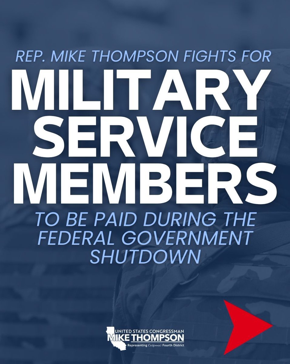 RepThompson's tweet image. Even in the middle of a government shutdown, our servicemembers are still out there protecting our freedoms. Their courage never takes a break and neither should their paychecks. I called on the Speaker to bring back the House so we can ensure our troops are paid.