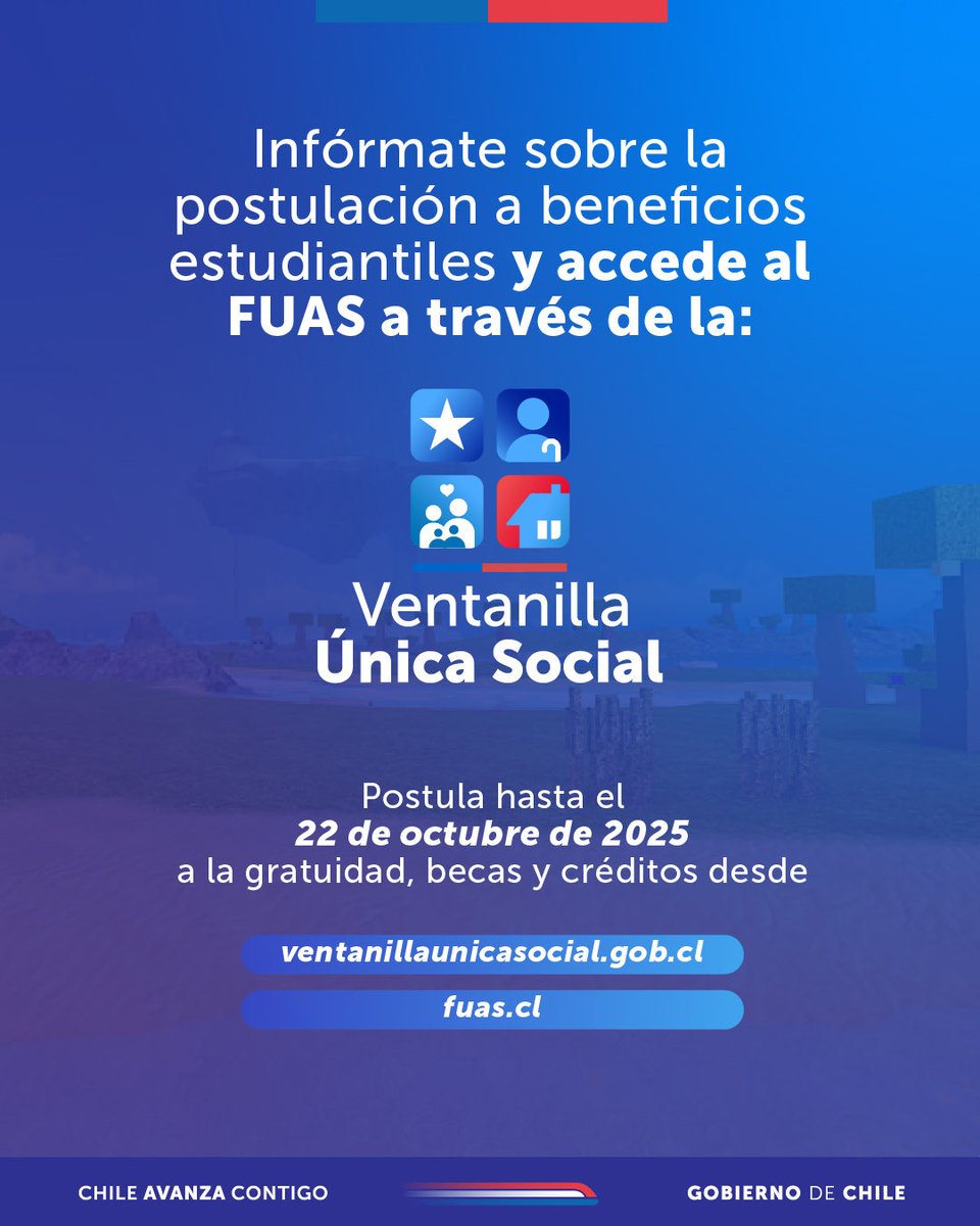 El Formulario Único de Acreditación Socioeconómica, FUAS, aterrizó en la Ventanilla Única Social 🛩️ y, al completar este formulario, podrás postular a distintos beneficios estudiantiles. 📝✨🌈👨‍🎓👩‍🎓

Descubre este y otros apoyos según tu perfil en ventanillaunicasocial.cl  📲✅