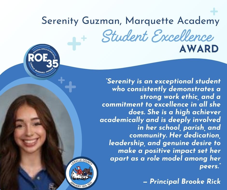 LMPROE35's tweet photo. Congrats to our October Student Excellence Award recipients — Serenity Guzman from Marquette Academy and Owen Supan from Tonica Grade School! https://t.co/F5C9yRp0lx