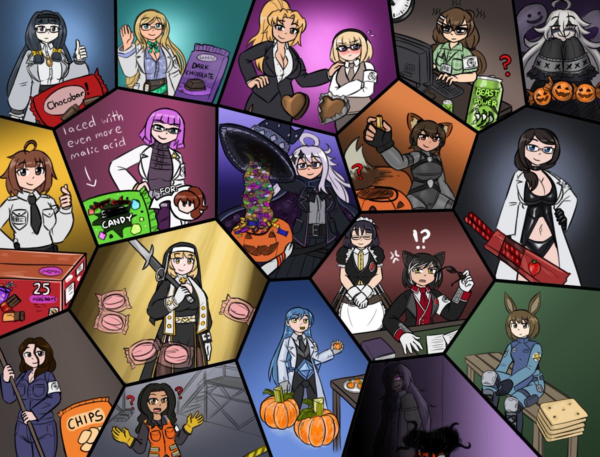 Inktober'25: Day 7: Trick or Treat

Rosalind helps Nina walk around the research facility for some 'trick or treating." Along the way, she visits the various departments!

The paperwork will say it was part of a "psychological wellness exercise."

Character guide in replies!