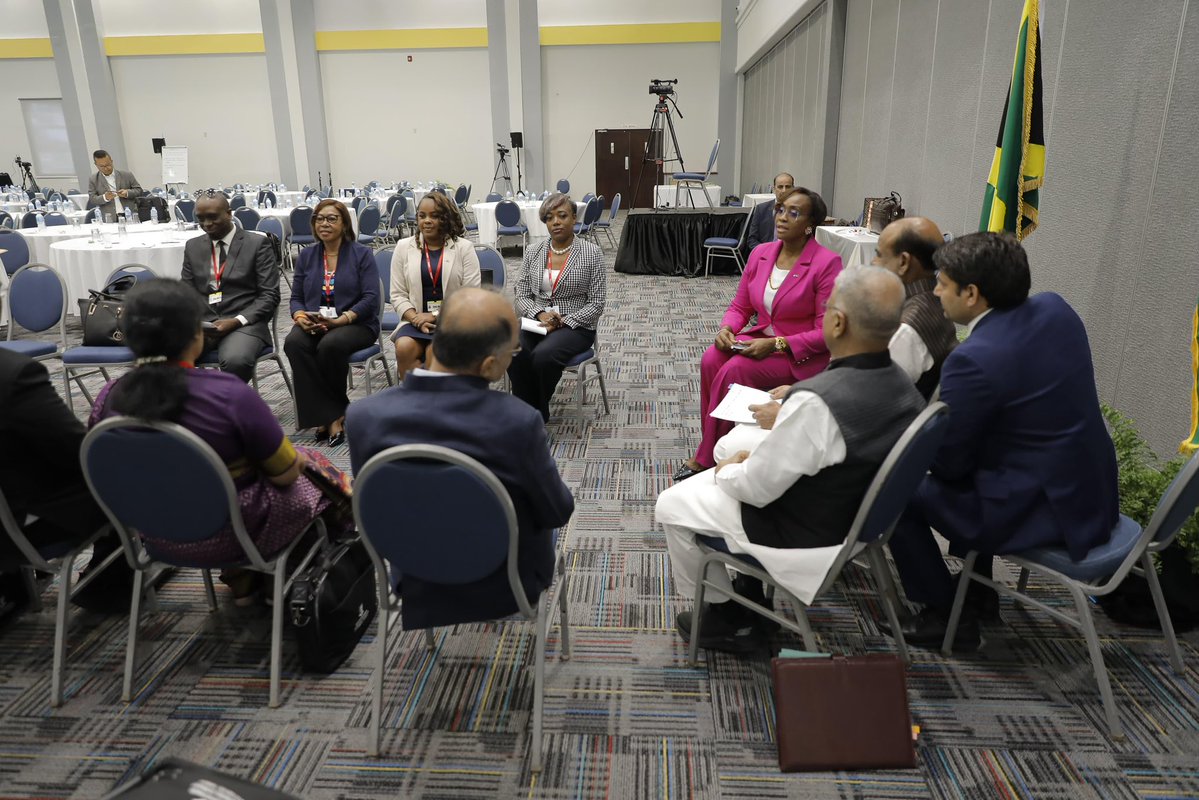 loksabhaspeaker's tweet image. Lok Sabha Speaker Shri Om Birla had an excellent meeting with H.E. Juliet Holness, Speaker of Jamaica’s Parliament, in Bridgetown during the 68th Commonwealth Parliamentary Conference. He said that both leaders shared insights on the deep historic ties between India and Jamaica,…