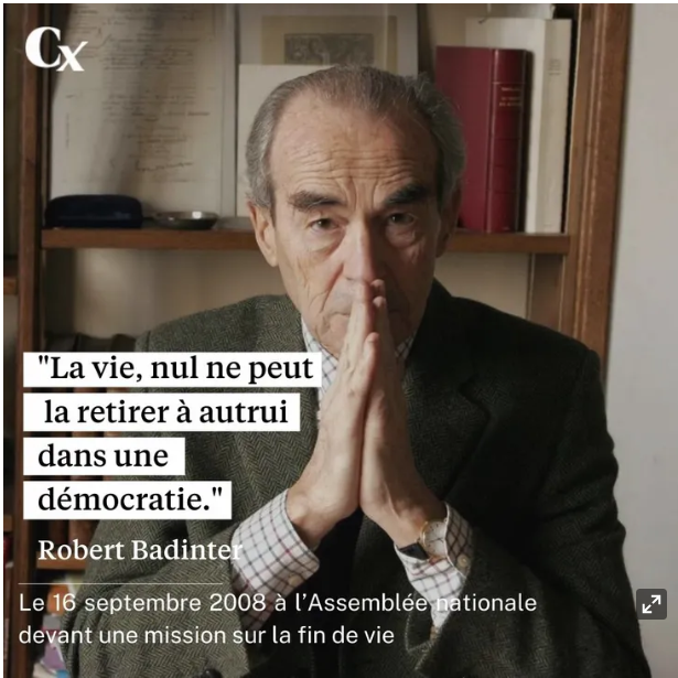 perenadler's tweet photo. Robert Badinter s'opposait à toute forme d'euthanasie. S'il y a un héritage à honorer et défendre, celui-ci est particulièrement d'actualité. #Findevie https://t.co/Z3TOVgaSdd