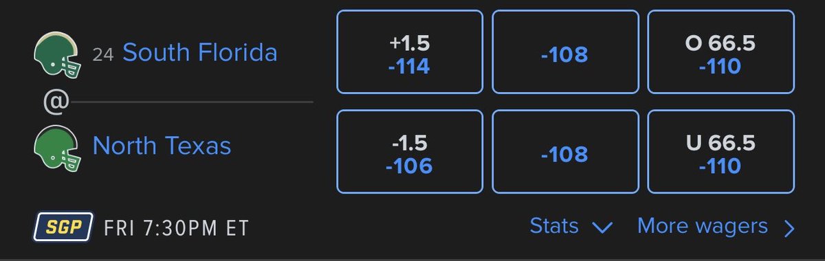 Swicks_Picks's tweet image. 🏈 South Florida vs North Texas 🏈

🔒 Lock of the Day 🔒

Like + Comment and I’ll DM🚨(must be following)