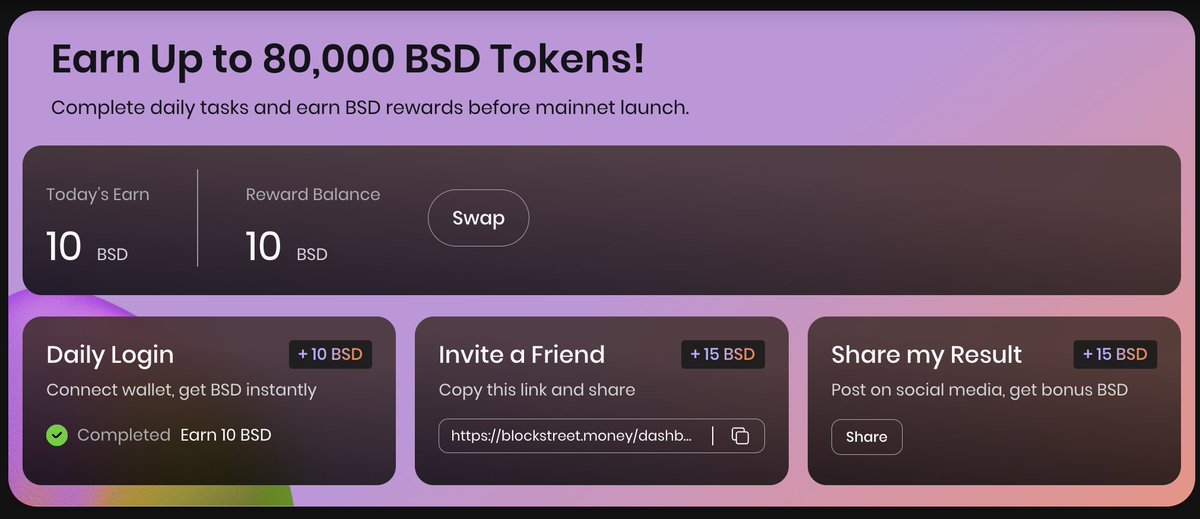 Les traigo un nuevo proyecto que seguimos farmeando, llamada <a href="/BlockSt_HQ/">Block Street</a> , Como siempre, siempre hagan sus propias investigaciones. Y por si me quieren apoyar:  blockstreet.money/dashboard?invi…   Que sería de mucha ayuda #Airdrops
