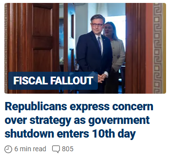 I just don't think Republicans should cave on this. Historically, isn't the concept of a clean CR the precedent and something we should continue? Otherwise, we truly have negotiated with (political) terrorists. Right?