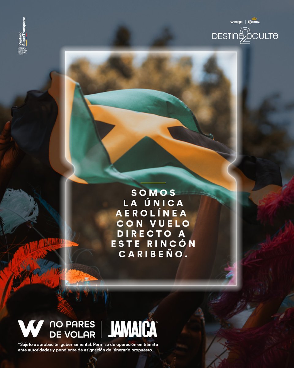 ¡Es oficial! 💜 nuestro último Destino Oculto 2025 ahora es una nueva ruta de Wingo. Montego Bay, Jamaica, se une a nuestros destinos desde el 18 de diciembre 🌴☀️ ¡Y solo nosotros volamos directo desde Bogotá! 🇯🇲 ¿Quién se apunta a esta nueva aventura caribeña?