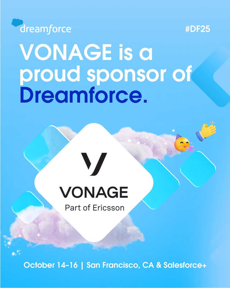 Dreamforce's tweet image. .@Vonage is simplifying agent workflows and powering more intelligent, secure customer engagement. Visit Booth 205 | Vonage Hub, Hyatt SOMA Level 3 to explore their contact center solutions and APIs: vonage.com/dreamforce #DF25 #ad