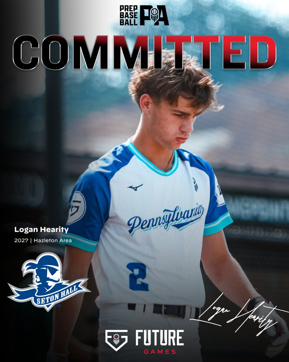PrepBaseballPA's tweet image. 🌟𝔽𝕦𝕥𝕦𝕣𝕖 𝔾𝕒𝕞𝕖𝕤 ℂ𝕠𝕞𝕞𝕚𝕥𝕞𝕖𝕟𝕥🌟
2027 SS Logan Hearity (Hazleton Area) commits to the Seton Hall University❗
Hearity becomes the 13th member of #TeamPA and the 15th player from Pennsylvania to commit after the #PBFG25.
#Congrats / @loganh_22