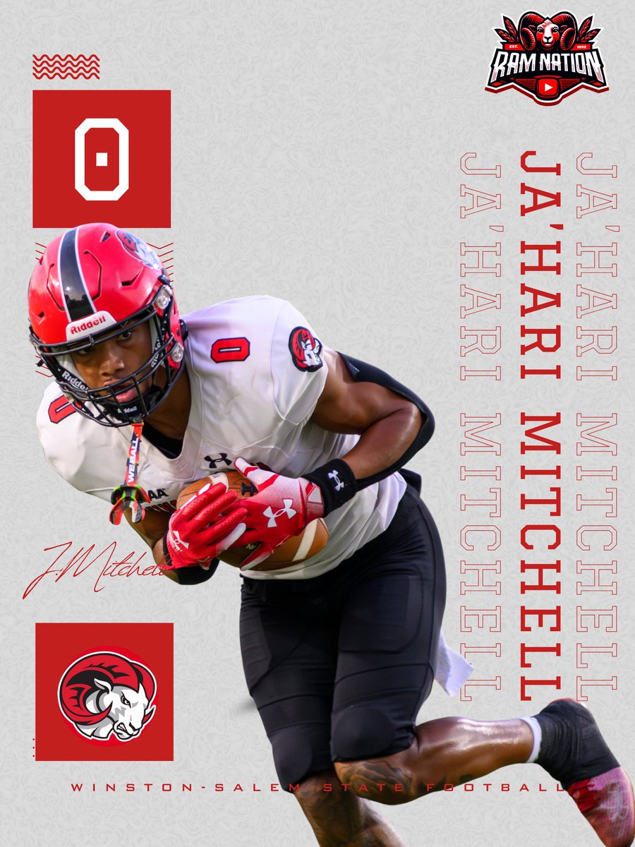 The stats for WSSU and the CIAA don't reflect how Ja’Hari Mitchell has been WSSU’s big-play machine:  
14 catches 
• 358 yards 
• 4 TDs 
• 25.6 yards per catch  

His 3-TD explosion vs. Virginia Union put the CIAA on notice. 🔥 #WSSU #CIAAFB #HBCUFootball