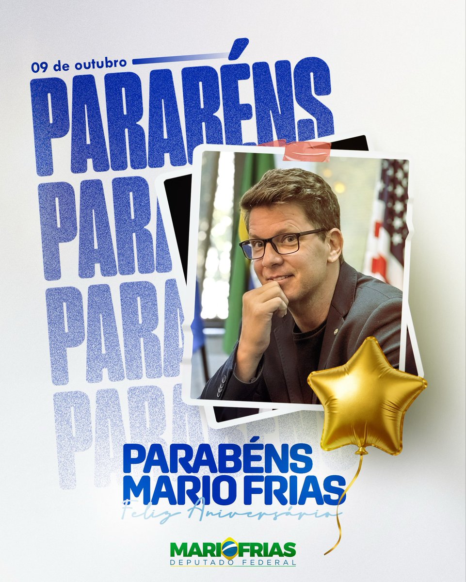 🎉 Feliz aniversário, Deputado Mário Frias! 🎉

Hoje celebramos não apenas o seu aniversário, mas a força, coragem e determinação que te movem todos os dias.
Você é exemplo de lealdade, fé e amor ao Brasil. Um homem que não se dobra diante das adversidades e segue firme na defesa