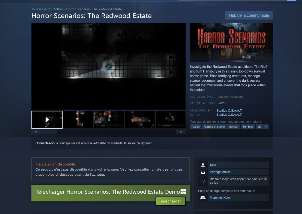 hudon_bertrand's tweet image. BONNE NOUVELLE! La démo de notre jeu vidéo vient de sortir sur Steam. Bonne game tout le monde!!
GOOD NEWS! Our video game demo has just been released on Steam. Happy gaming, everyone!
store.steampowered.com/.../Horror_Sce…
#indievideogame #videogames #horrorvideogames #horrorgame #steam