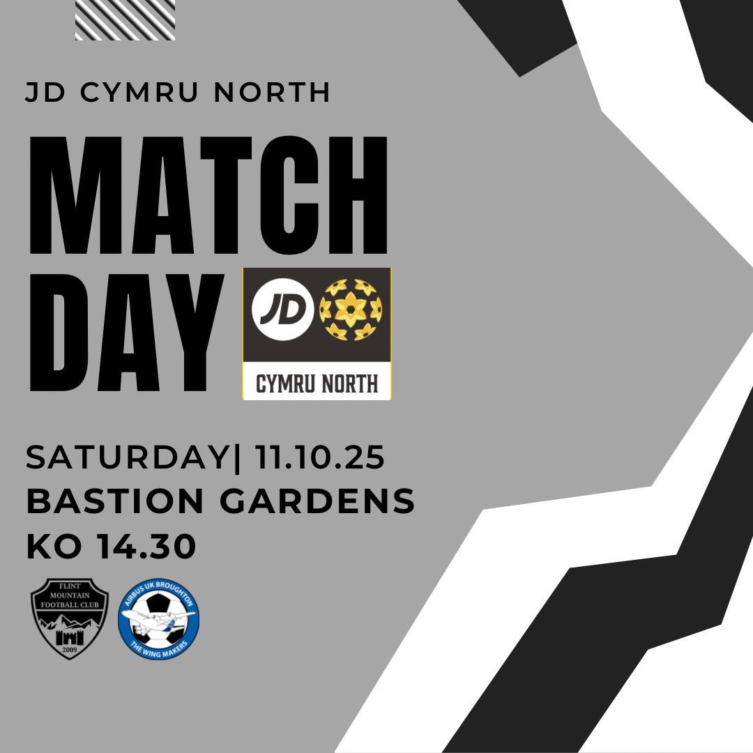 Come and support the lads on Saturday as we host the current league leaders in the #JDCymruNorth Round 10🏔️ 

🗓️ Saturday 11th October 
⏰ 14:30 KO
📍 Bastion Gardens (LL19 7LU)
🆚 <a href="/airbusukfc/">Airbus UK Broughton</a>