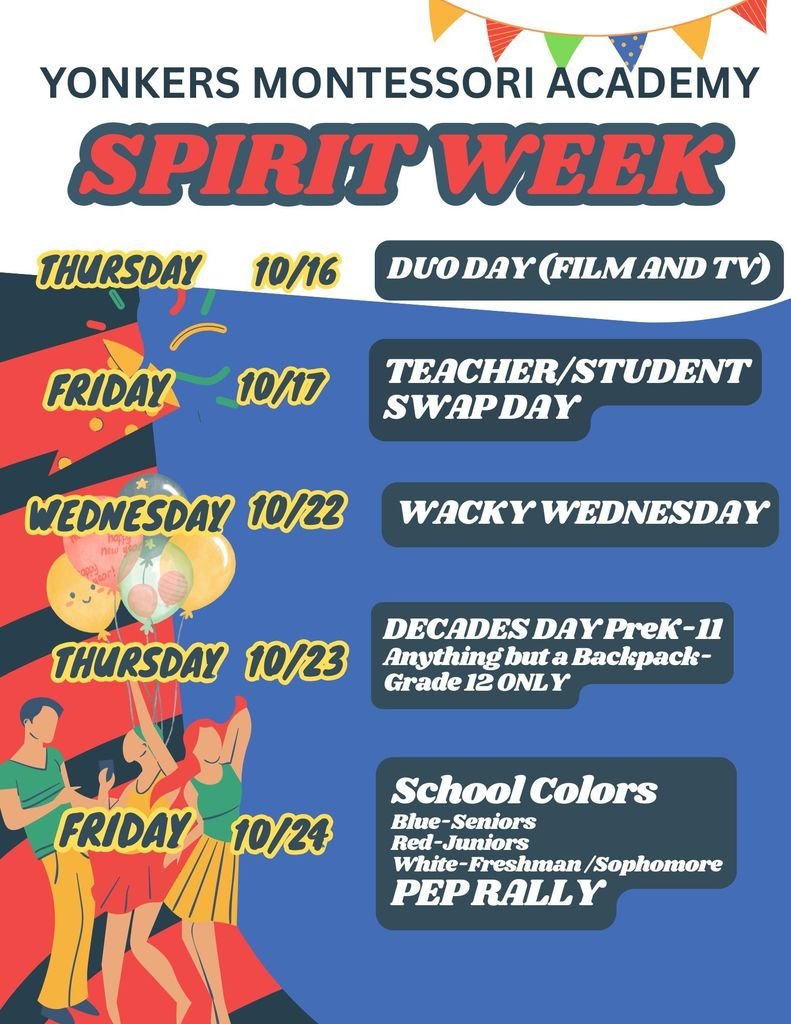 YMA Homecoming Spirit Week Themes October 2025 <a href="/yonkersschools/">Yonkers Public Schools</a>