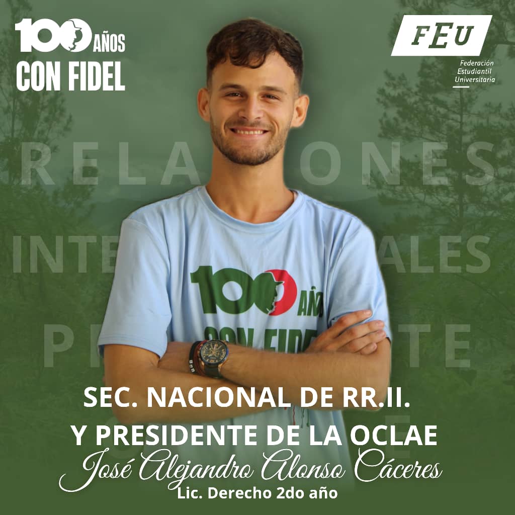 Al asumir la Presidencia de la OCLAE abrazo un legado de lucha y resistencia que dirigiré con mucha entrega y consagración ✊🏻🌎. Un legado que late con fuerza en las venas abiertas de Nuestra América. 

#Cuba