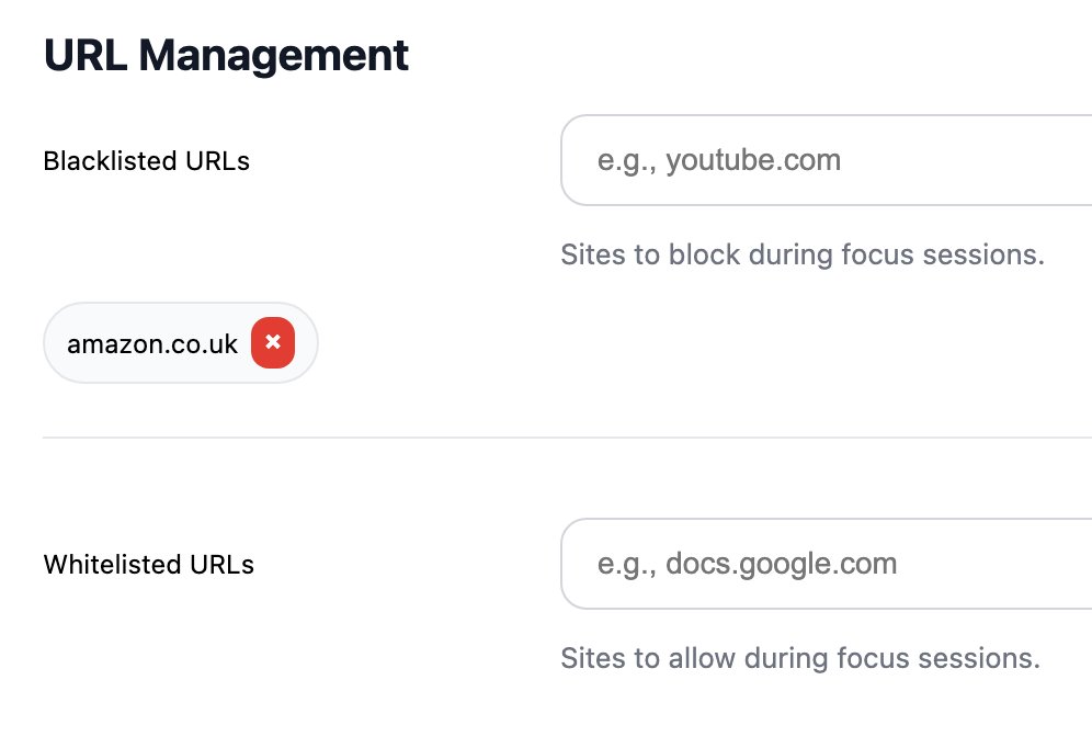 Also blacklist/whitelist URLs while focusing #buildinginpublic
