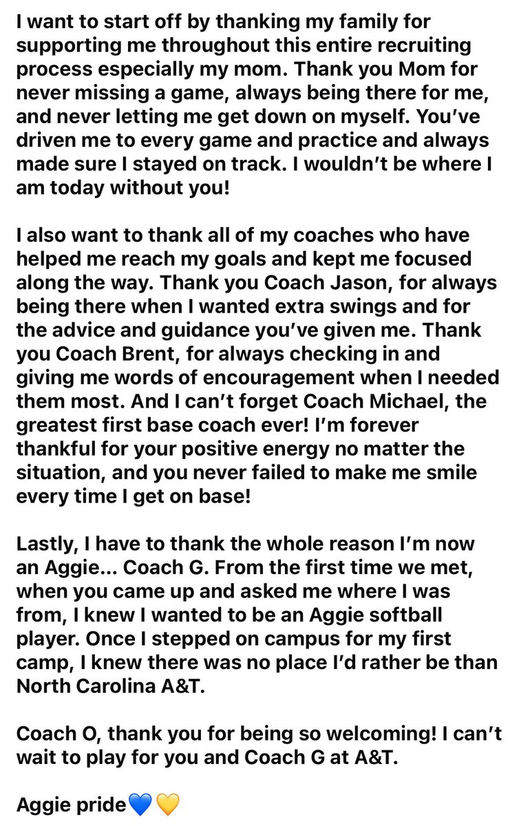 So proud to say I’m officially an Aggie!!💛💙 <a href="/NCATSOFTBALL/">The Official NC A&T Aggie Softball</a> <a href="/darrenolivo/">darren olivo</a> 
#AggiePride