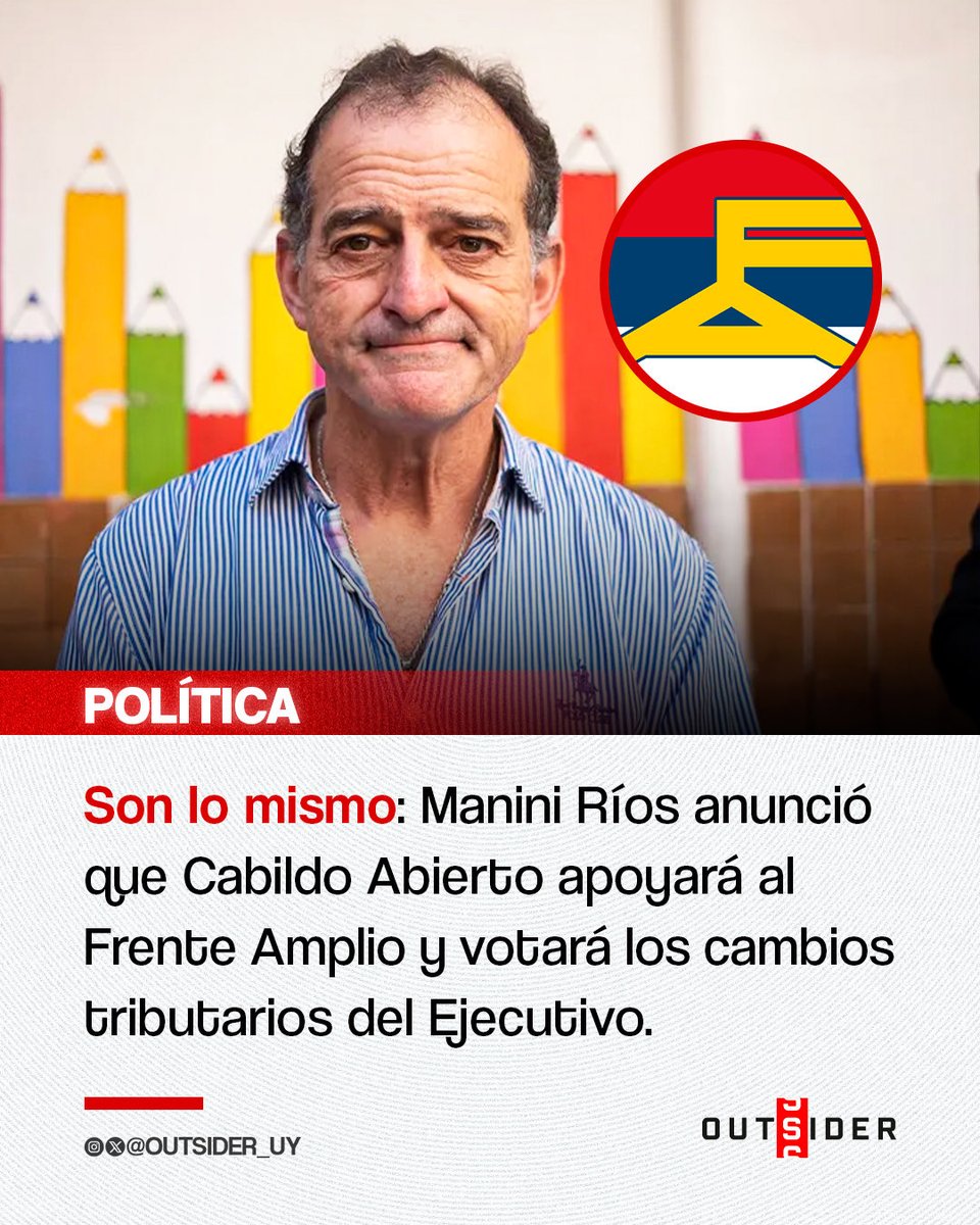 🇺🇾| Son lo mismo: Manini Ríos, líder de Cabildo Abierto, anunció que su fuerza política apoyará al Frente Amplio y votará los cambios tributarios propuestos por el Ejecutivo.
