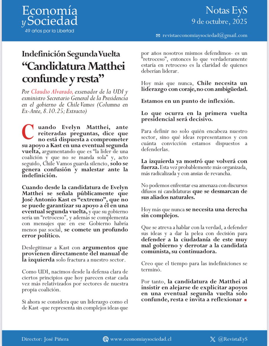 margotaguila's tweet photo. Excelente columna de un ex senador, invito a leerla.
"Candidatura Mathei confunde y resta" https://t.co/PMDGlUTWyi