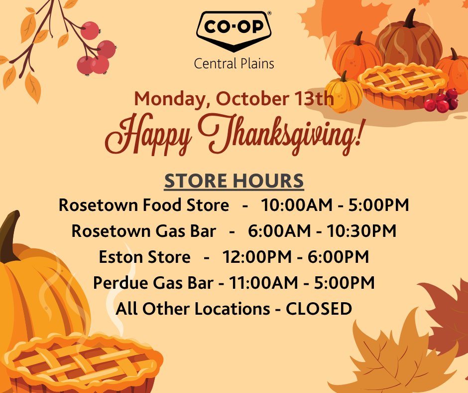 Please be advised, these will be our store hours of operation for Thanksgiving on Monday, October 13th. 🦃🍂
Have a wonderful Thanksgiving weekend everyone! ❤️