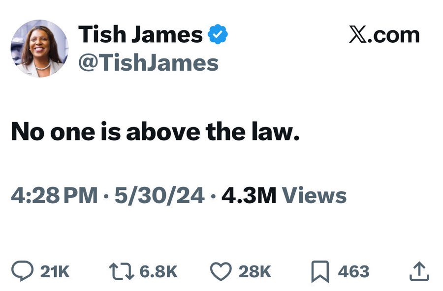 Today, Leticia James was indicted for bank fraud regarding a mortgage loan.