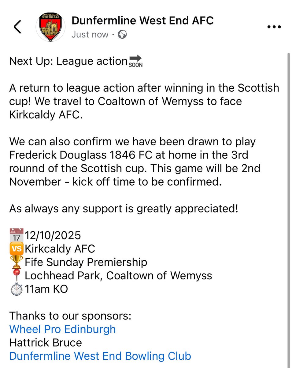 Dunfermline West End AFC tweet media
